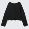 Lace-Trimmed V-Neck Sweater – Black Lace-Trimmed V-Neck Sweater – Black