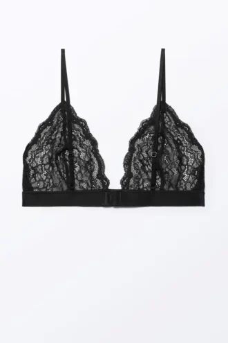 Lacey Soft Lace Triangle Bra – Black