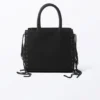 Lacing Cotton Handbag – Black Lacing Cotton Handbag – Black