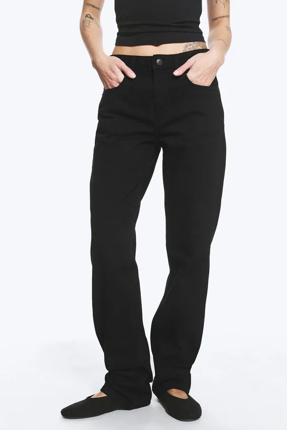 Laika Mid Rise Regular Straight Jeans – Black Rinse – Black Laika Mid Rise Regular Straight Jeans – Black Rinse – Black