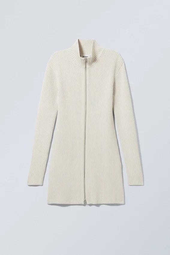 Laila Long Zip Cardigan – Light Mole Laila Long Zip Cardigan – Light Mole
