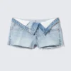 Lana Fold Down Denim Shorts – Fresh Blue – Light Blue Lana Fold Down Denim Shorts – Fresh Blue – Light Blue