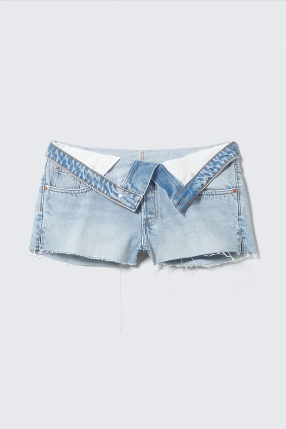 Lana Fold Down Denim Shorts – Fresh Blue – Light Blue Lana Fold Down Denim Shorts – Fresh Blue – Light Blue