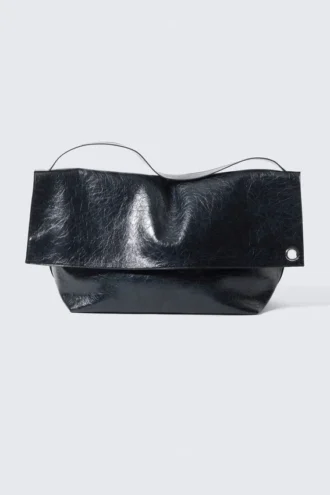 Large Faux Leather Clutch Bag – Dark Navy Blue