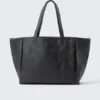Large Faux Leather Tote Bag – Black Large Faux Leather Tote Bag – Black