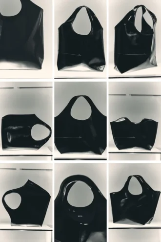 Large Glossy Faux Leather Tote – Black