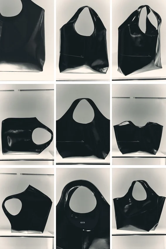 Large Glossy Faux Leather Tote – Black Large Glossy Faux Leather Tote – Black