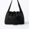 Large Rectangular Drawstring Shoulder Bag – Black Large Rectangular Drawstring Shoulder Bag – Black