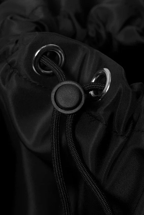 Large Rectangular Drawstring Shoulder Bag – Black Large Rectangular Drawstring Shoulder Bag – Black