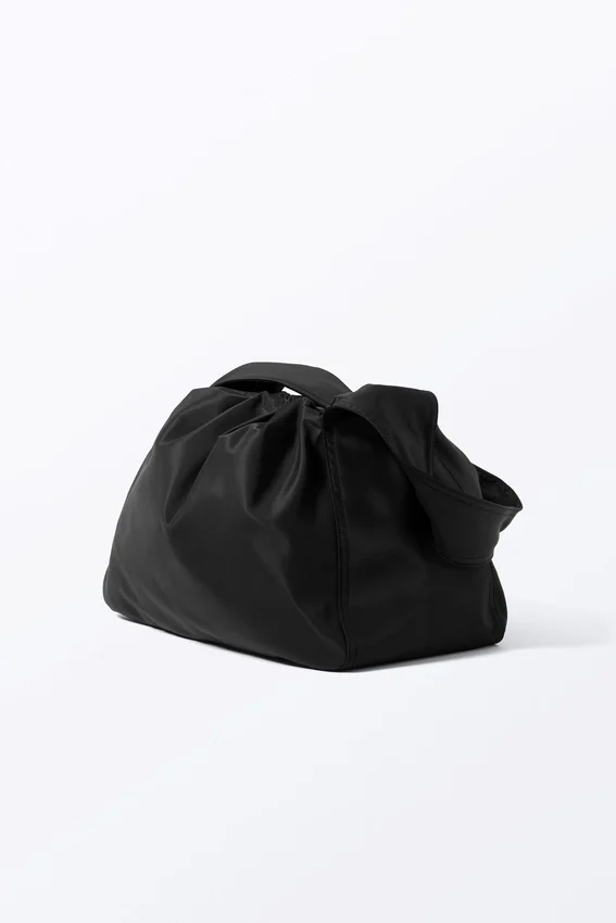 Large Rectangular Drawstring Shoulder Bag – Black Large Rectangular Drawstring Shoulder Bag – Black