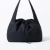 Large Rectangular Drawstring Shoulder Bag – Dark Blue Large Rectangular Drawstring Shoulder Bag – Dark Blue