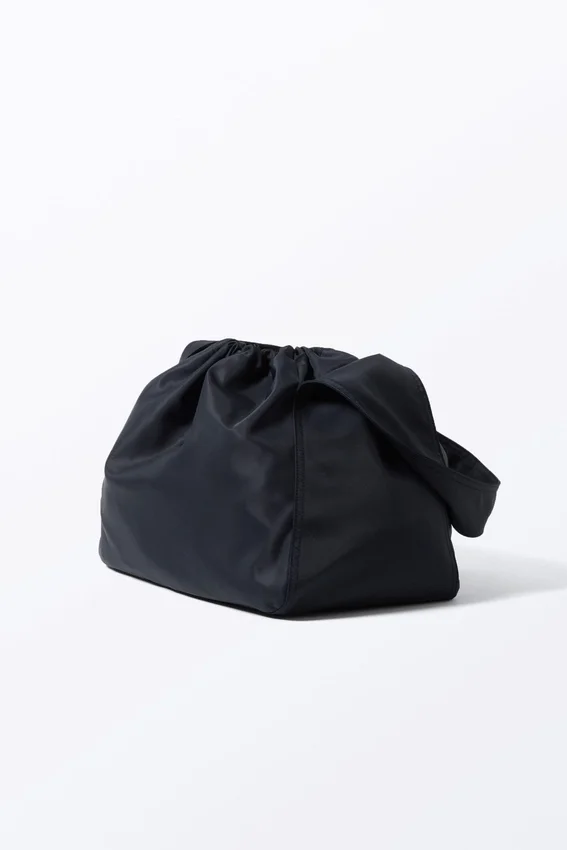 Large Rectangular Drawstring Shoulder Bag – Dark Blue Large Rectangular Drawstring Shoulder Bag – Dark Blue