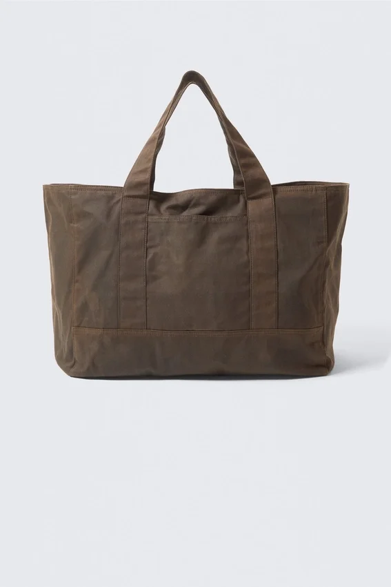 Large Waxed Cotton Canvas Tote Bag – Dark Brown Large Waxed Cotton Canvas Tote Bag – Dark Brown