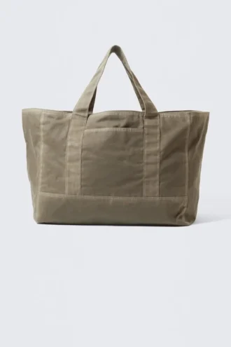 Large Waxed Cotton Canvas Tote Bag – Dark Mole