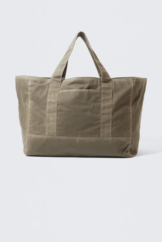 Large Waxed Cotton Canvas Tote Bag – Dark Mole Large Waxed Cotton Canvas Tote Bag – Dark Mole