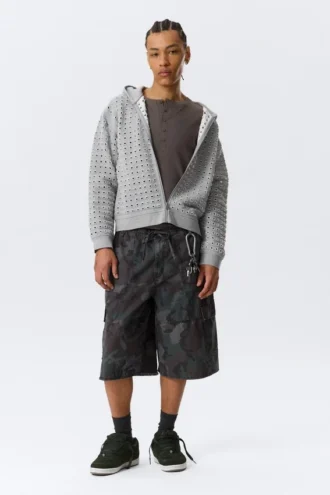 Laser Cut Zip Hoodie – Grey Melange