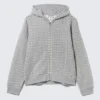 Laser Cut Zip Hoodie – Grey Melange Laser Cut Zip Hoodie – Grey Melange
