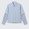 Layered Contrast Sleeve Shirt – Light Blue & Blue Check Layered Contrast Sleeve Shirt – Light Blue & Blue Check