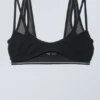Layered Cotton Mesh Bra – Black Black Layered Cotton Mesh Bra – Black Black