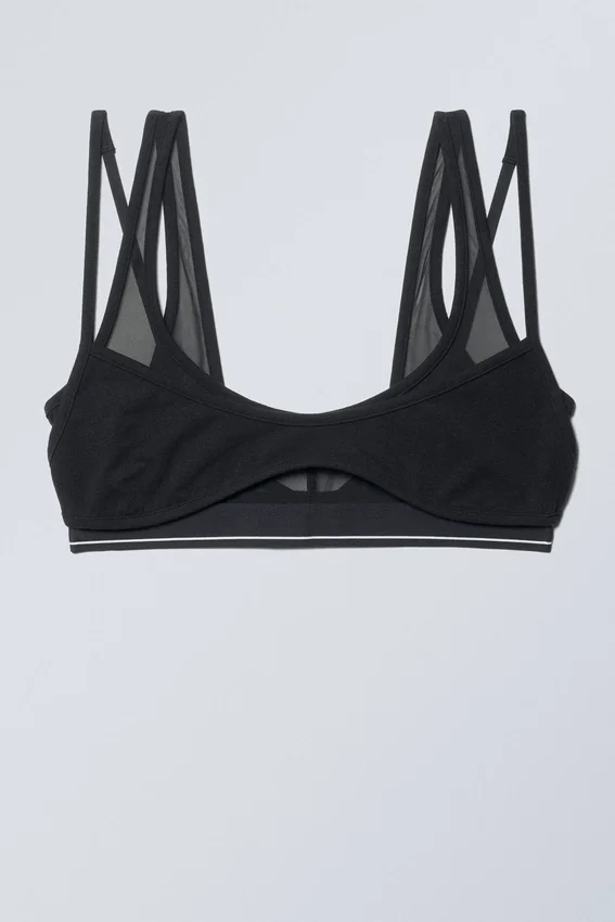 Layered Cotton Mesh Bra – Black Black Layered Cotton Mesh Bra – Black Black