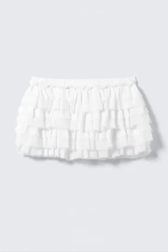 Layered Frill Mini Skirt – White Layered Frill Mini Skirt – White