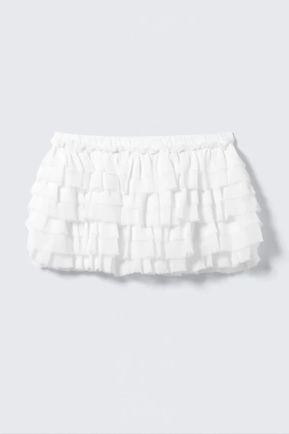 Layered Frill Mini Skirt – White Layered Frill Mini Skirt – White