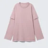 Layered Long-Sleeved Cotton T-Shirt – Light Dusty Pink Layered Long-Sleeved Cotton T-Shirt – Light Dusty Pink