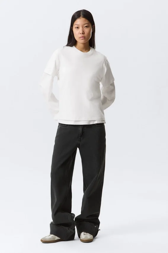 Layered Long-Sleeved Cotton T-Shirt – White Layered Long-Sleeved Cotton T-Shirt – White