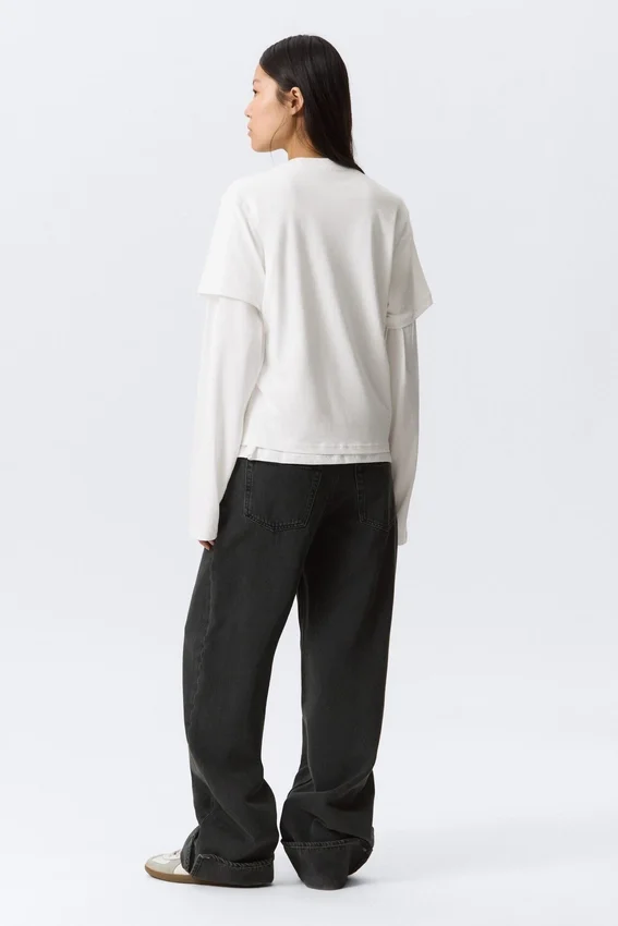 Layered Long-Sleeved Cotton T-Shirt – White Layered Long-Sleeved Cotton T-Shirt – White