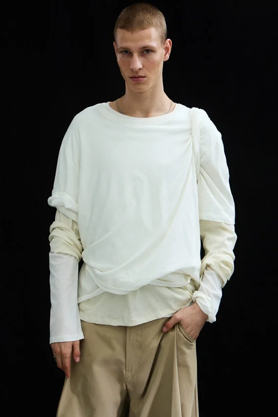Layered Long-Sleeved T-Shirt – Off-White Layered Long-Sleeved T-Shirt – Off-White