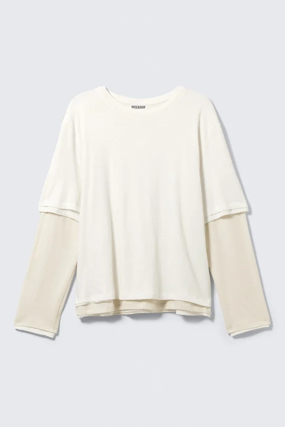 Layered Long-Sleeved T-Shirt – Off-White Layered Long-Sleeved T-Shirt – Off-White