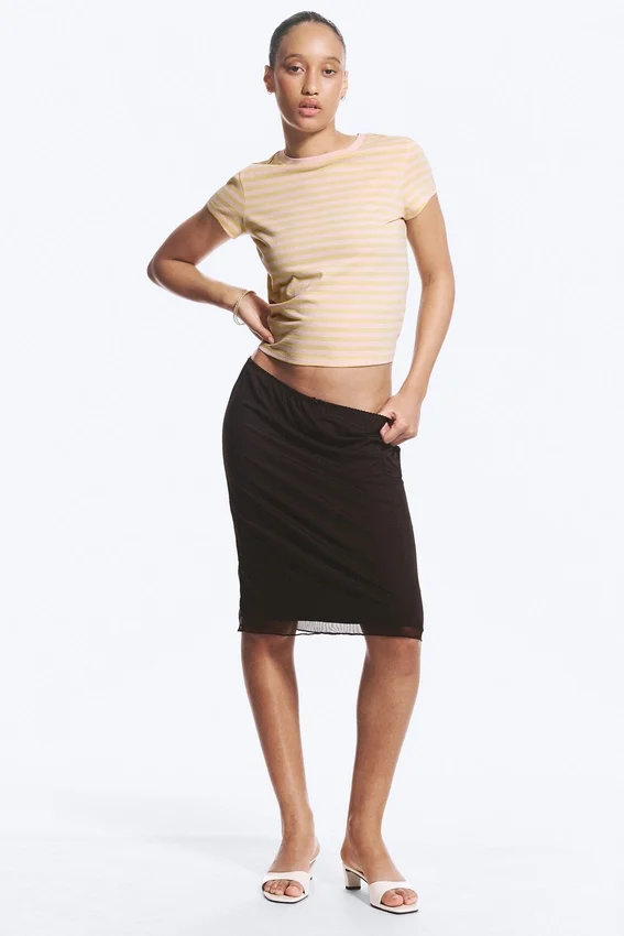 Layered Mesh Midi Skirt – Dark Brown Layered Mesh Midi Skirt – Dark Brown
