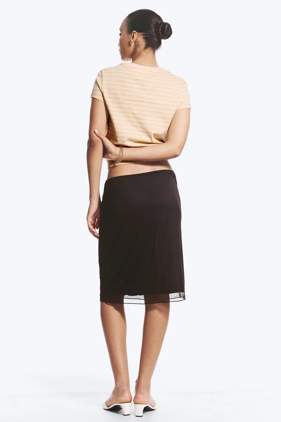 Layered Mesh Midi Skirt – Dark Brown Layered Mesh Midi Skirt – Dark Brown