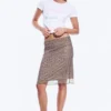 Layered Mesh Midi Skirt – Khaki/Burgundy – Floral Layered Mesh Midi Skirt – Khaki/Burgundy – Floral