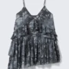 Layered Ruffled Mini Cami Dress – Dark Grey – Baroque Collage Layered Ruffled Mini Cami Dress – Dark Grey – Baroque Collage