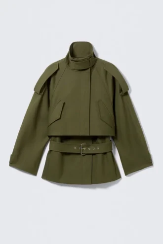 Layered Technical Trench Coat – Khaki Green Layered Technical Trench Coat – Khaki Green