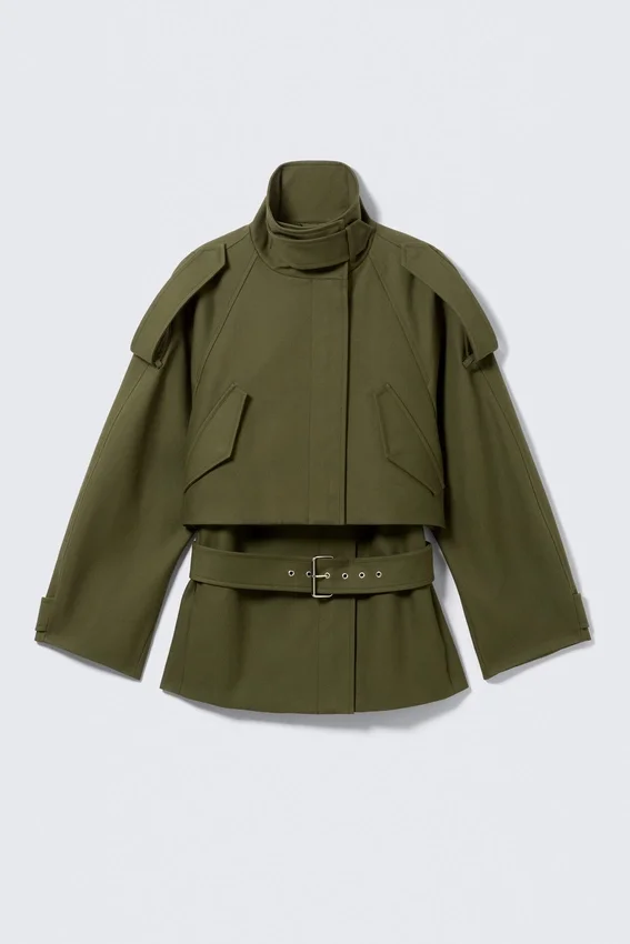 Layered Technical Trench Coat – Khaki Green Layered Technical Trench Coat – Khaki Green
