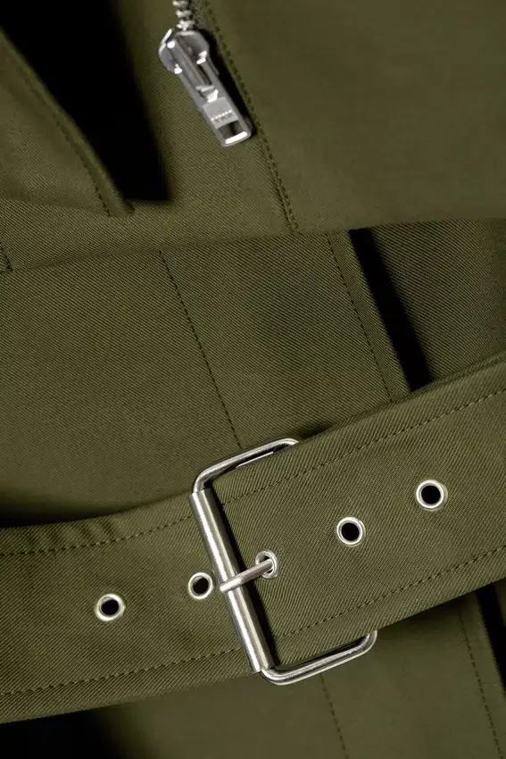 Layered Technical Trench Coat – Khaki Green Layered Technical Trench Coat – Khaki Green