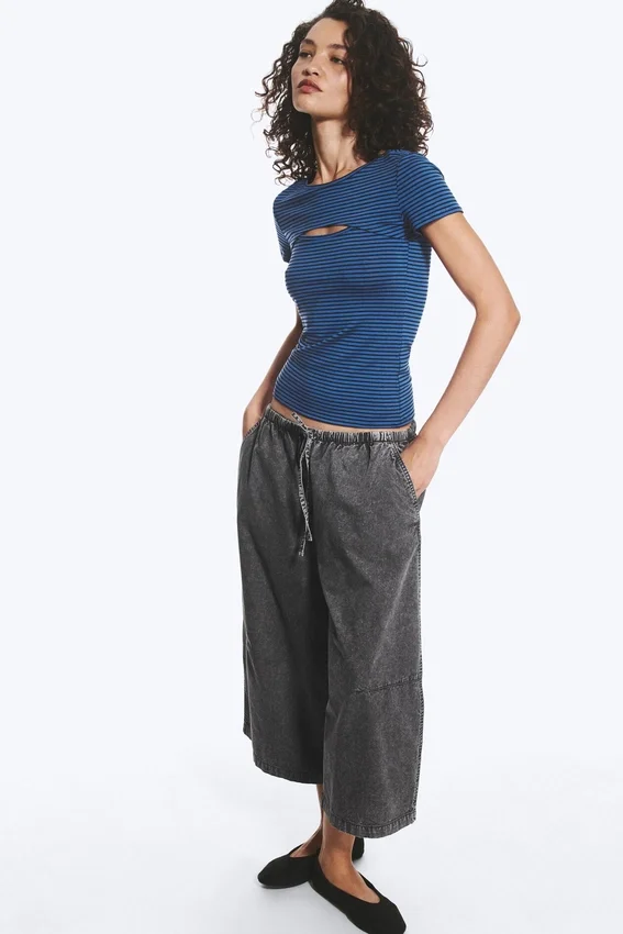 Layered Two-Piece Bolero Top – Striped Blue Layered Two-Piece Bolero Top – Striped Blue