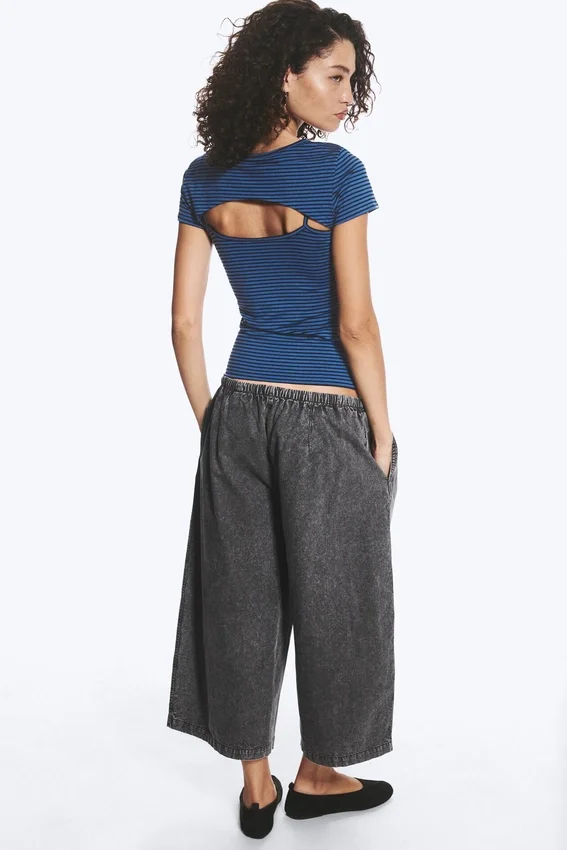 Layered Two-Piece Bolero Top – Striped Blue Layered Two-Piece Bolero Top – Striped Blue