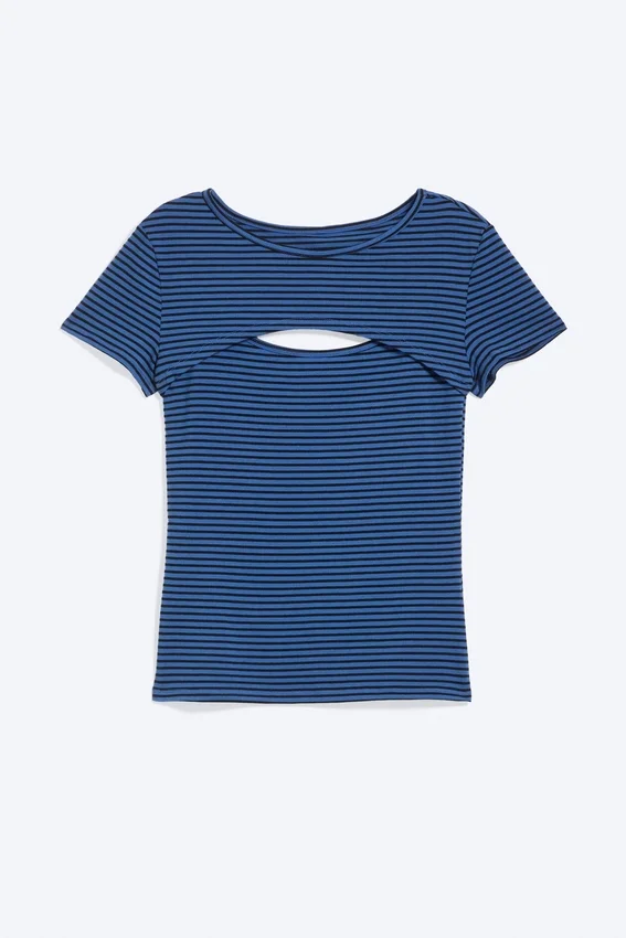 Layered Two-Piece Bolero Top – Striped Blue Layered Two-Piece Bolero Top – Striped Blue