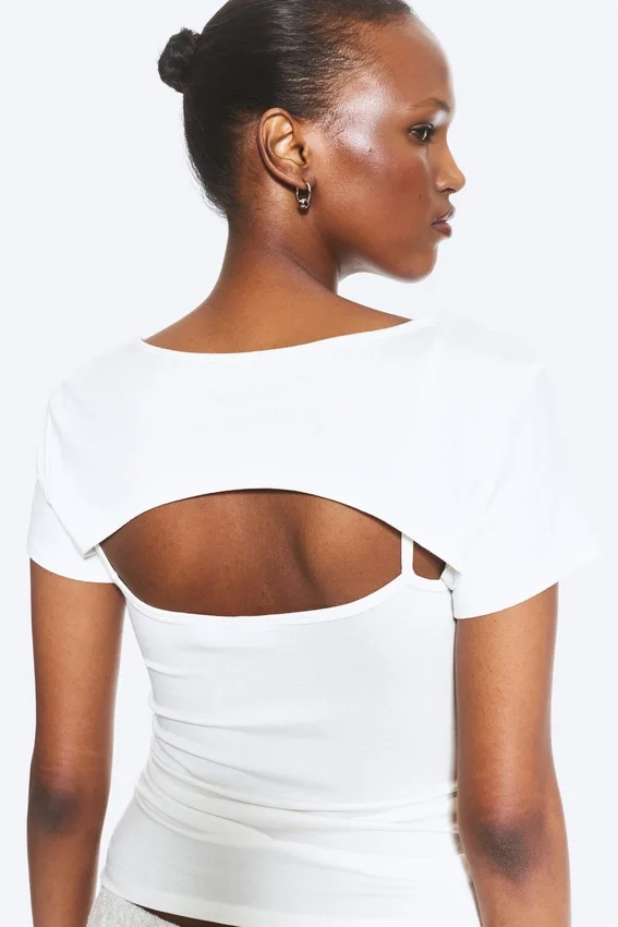 Layered Two-Piece Bolero Top – White Layered Two-Piece Bolero Top – White