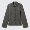 Lean Buttoned Jacket – Dark Grey Herringbone