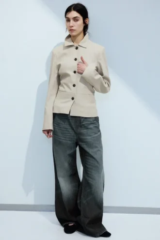Lean Buttoned Jacket – Dusty Mole