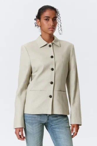 Lean Buttoned Jacket – Dusty Mole