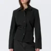 Lean Buttoned Jacket – Pinstriped Black Lean Buttoned Jacket – Pinstriped Black