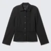 Lean Buttoned Jacket – Pinstriped Black Lean Buttoned Jacket – Pinstriped Black