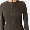 Lean Frayed Cotton Jacket – Striped Dark Grey Lean Frayed Cotton Jacket – Striped Dark Grey