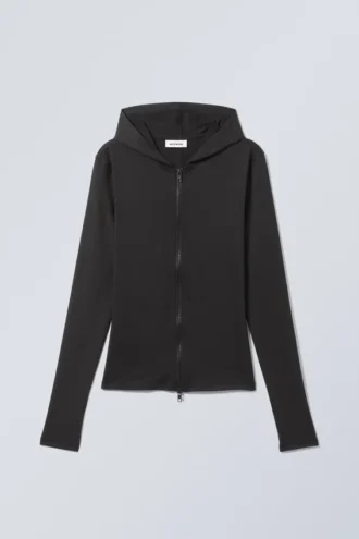 Liah Tight Zip Hoodie – Black