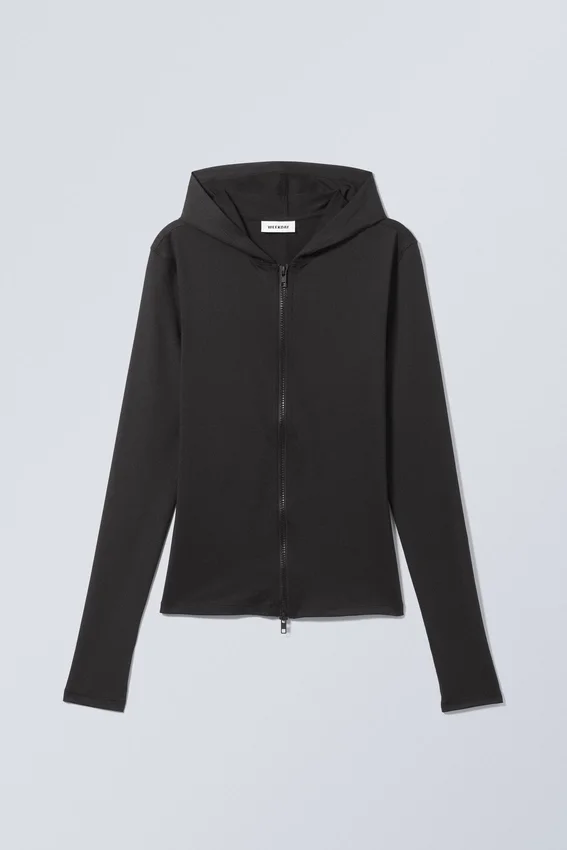 Liah Tight Zip Hoodie – Black Liah Tight Zip Hoodie – Black